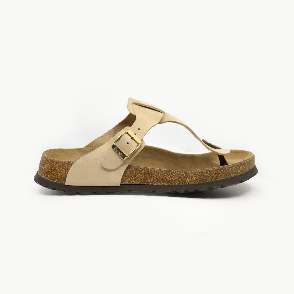 BETULA® by BIRKENSTOCK® Gizeh Sandals Nubuck Leather in Light Tan